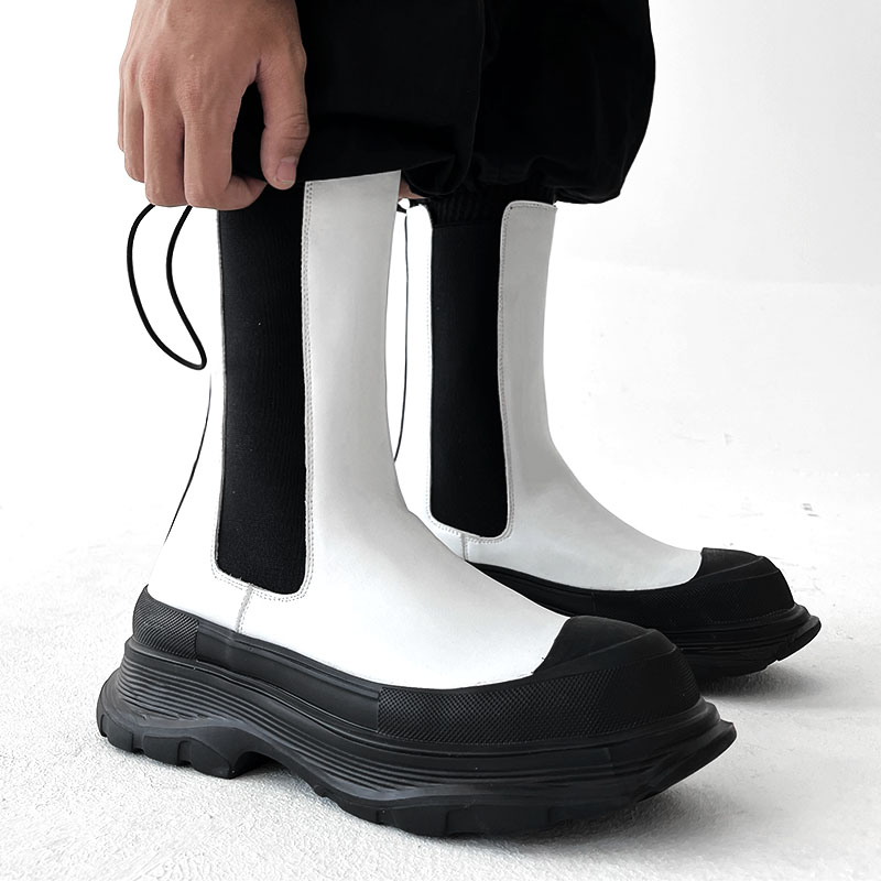 Men'S Shoes Black And White - mens fashion stage nightclub platform boots