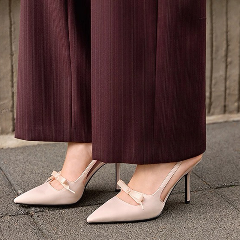 Dress Shoe Pointed - Bow Women High Heels Sandals Pointed