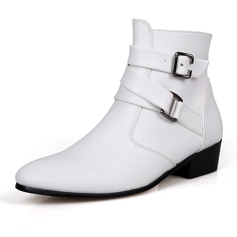 Men'S Shoes Black And White - Luxury Men Boots Leather Chelsea Boots