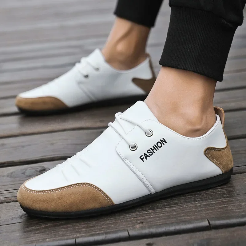 Flat Men Shoes Leisure Leather - Men'S Shoes Green And White 评论和价格