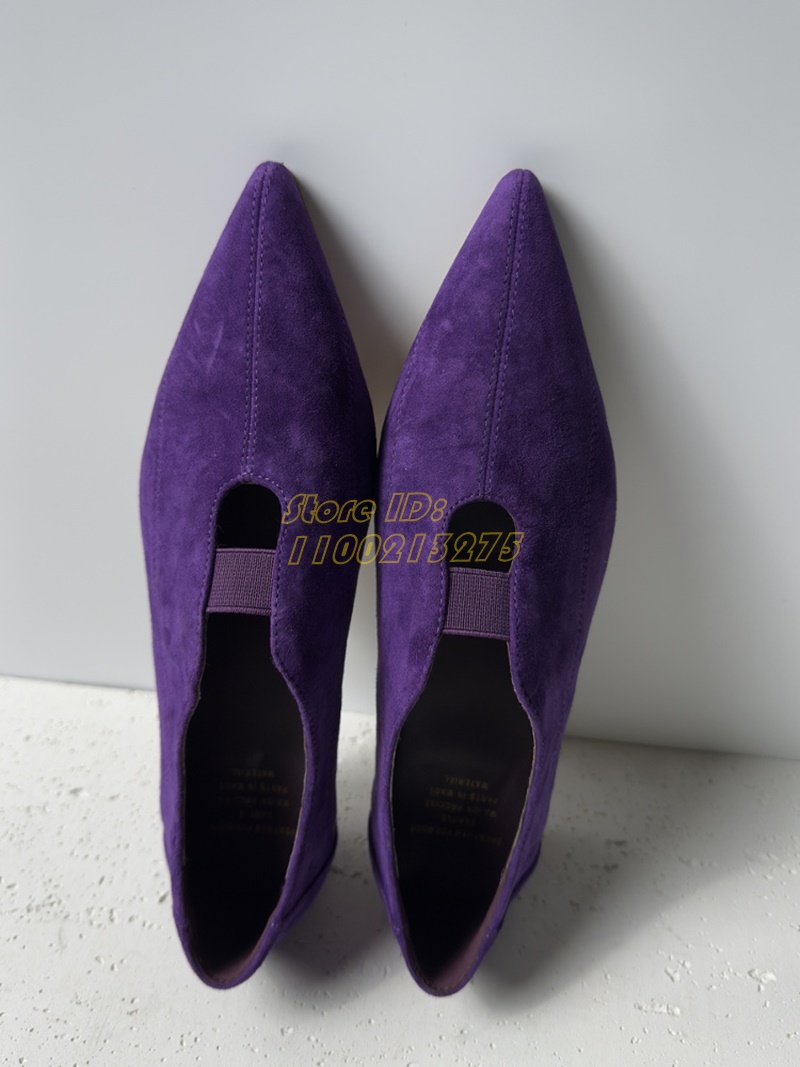 Purple Suede Pointy Toe Pumps  - Dress Shoe Pointed 评论和价格