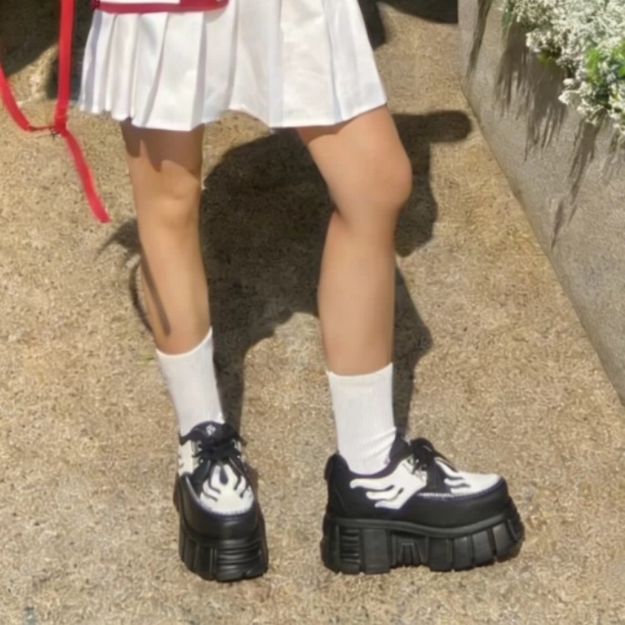 Women Black White Flame Print  - Men'S Shoes Black And White 评论和价格