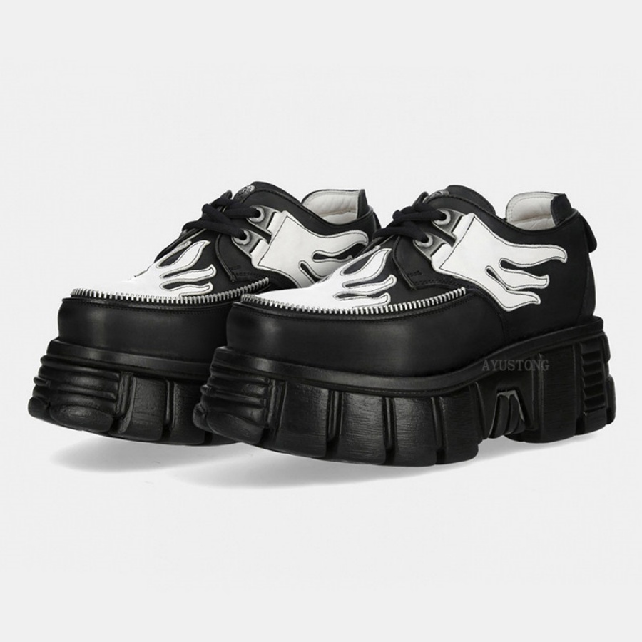 Women Black White Flame Print  - Men'S Shoes Black And White 评论和价格
