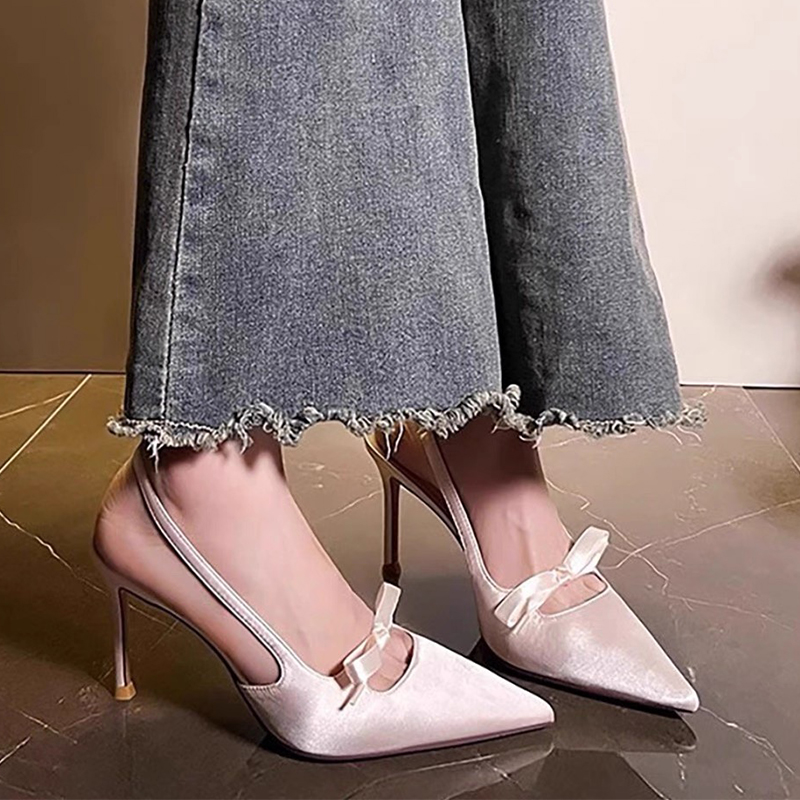 Bow Women High Heels Sandals P - Dress Shoe Pointed 评论和价格