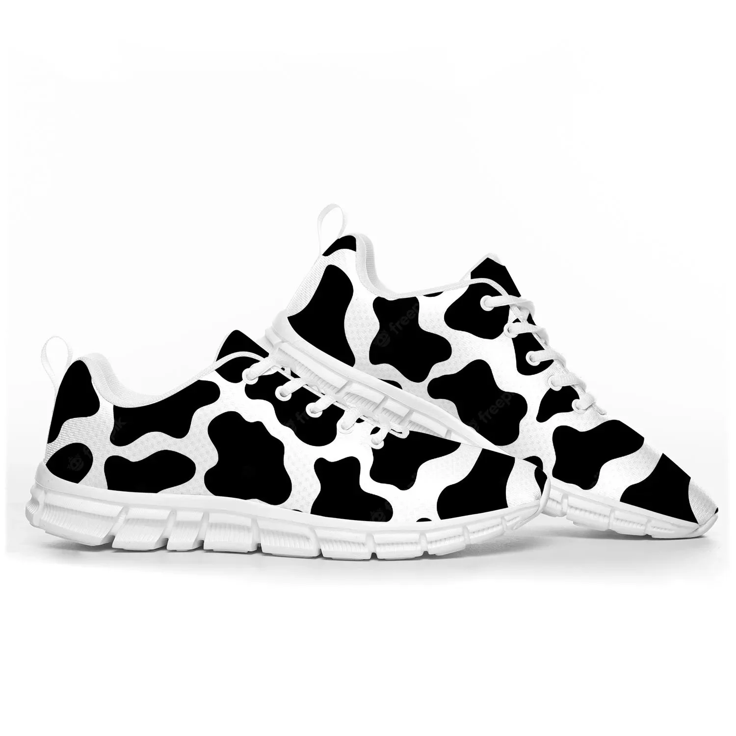 Cow Print 3D Pattern Sports Sh - Men'S Shoes Black And White 评论和价格