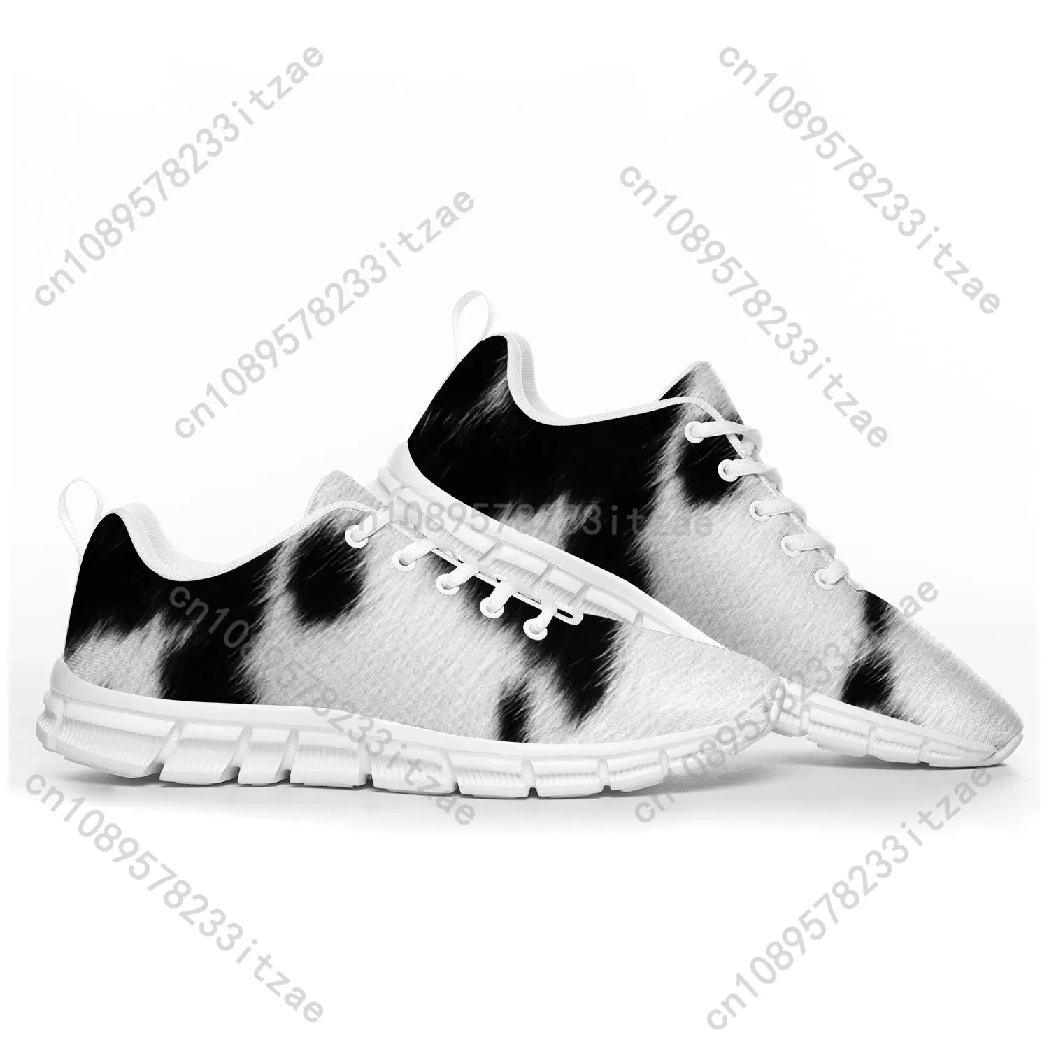 Cow Print 3D Pattern Sports Sh - Men'S Shoes Black And White 评论和价格