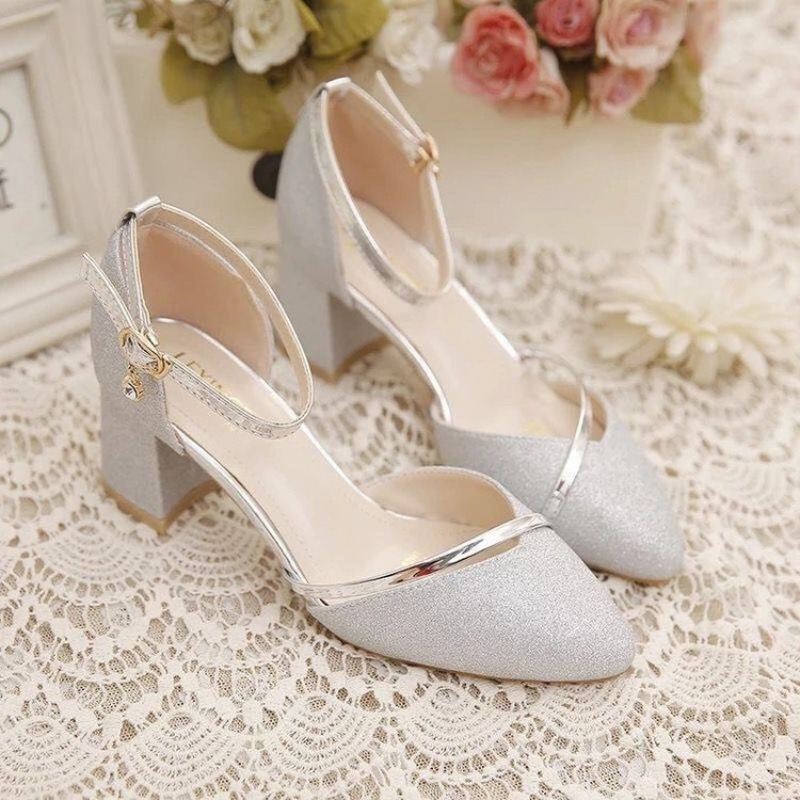Women's Glitter Chunky Block H - Dress Shoe Pointed 评论和价格