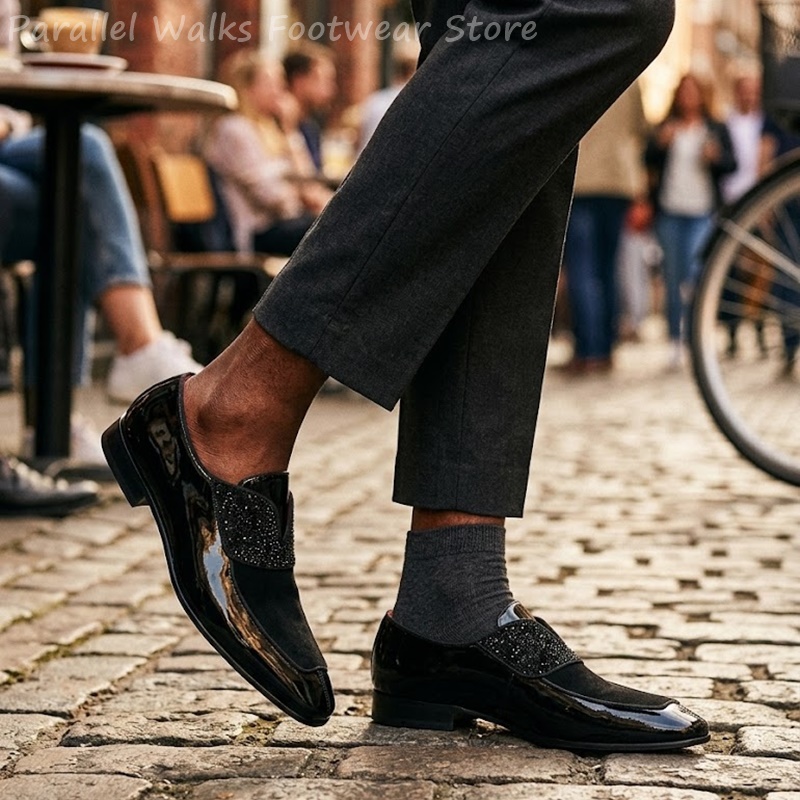 Men Black Patent Faux Suede Rh - Men'S Shoes Smart 评论和价格