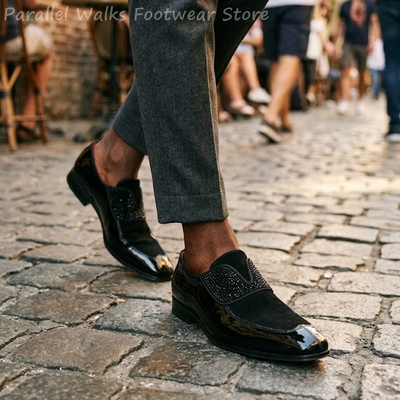 Men Black Patent Faux Suede Rh - Men'S Shoes Smart 评论和价格