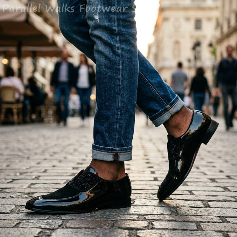 Men Black Patent Faux Suede Rh - Men'S Shoes Smart 评论和价格