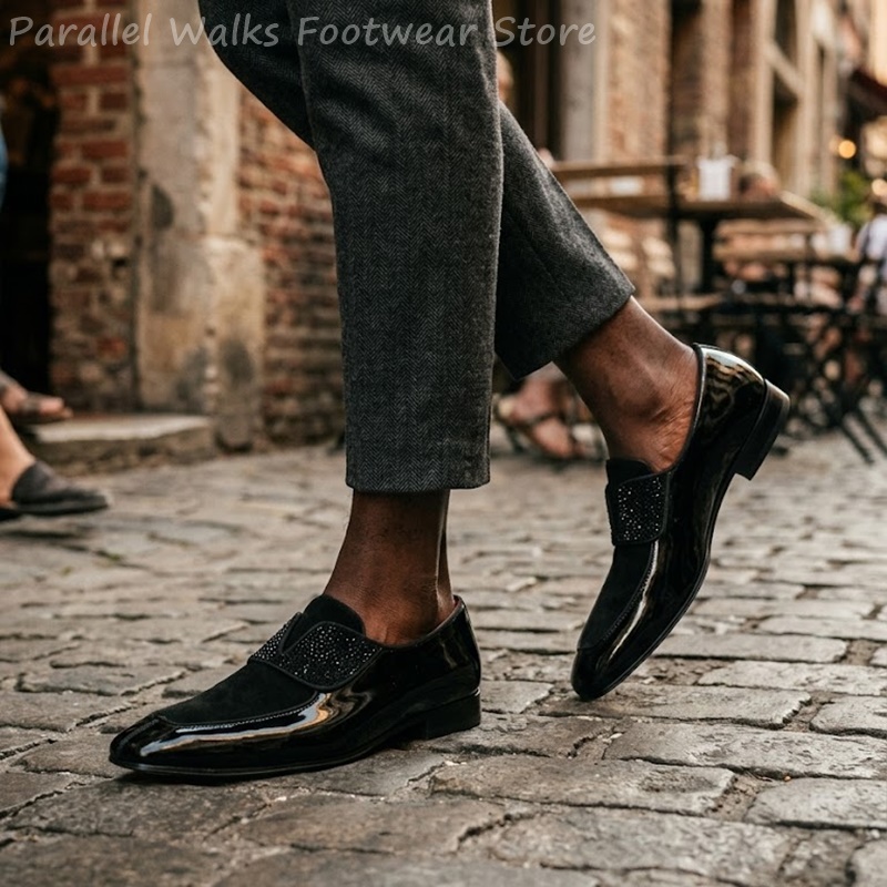 Men Black Patent Faux Suede Rh - Men'S Shoes Smart 评论和价格