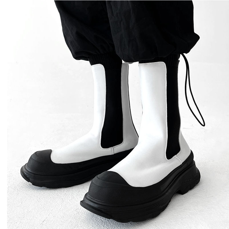 mens fashion punk stage high c - Men'S Shoes Black And White 评论和价格