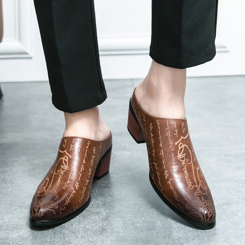 Men Brown Leather Mules Slippe - Men'S Shoes With Toes 评论和价格