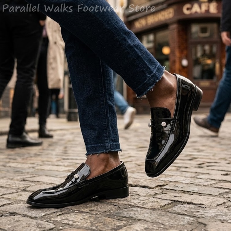Men Black Patent Faux Suede Rh - Men'S Shoes Smart 评论和价格