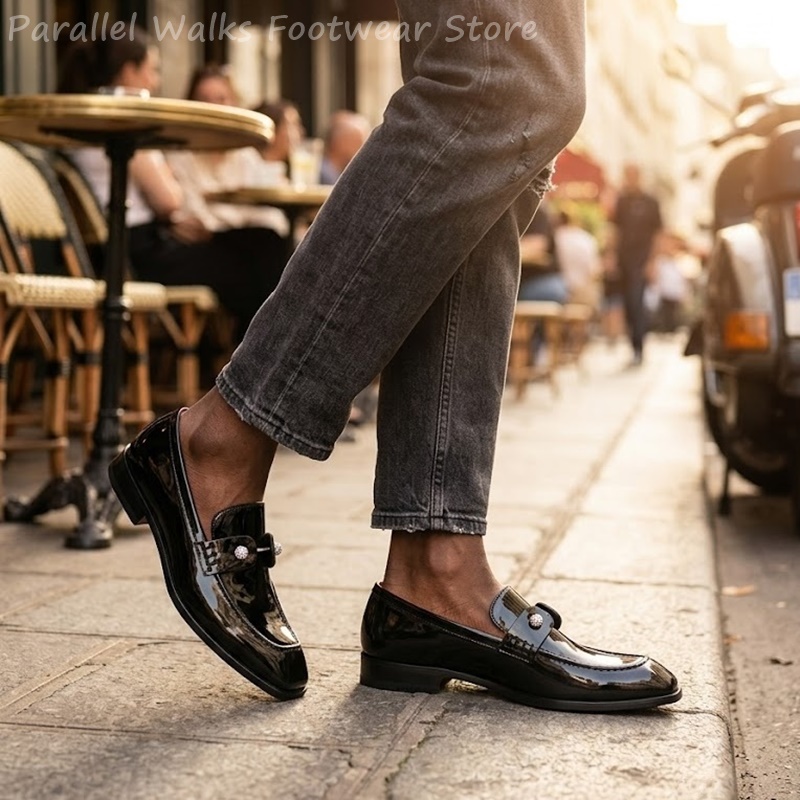 Men Black Patent Faux Suede Rh - Men'S Shoes Smart 评论和价格