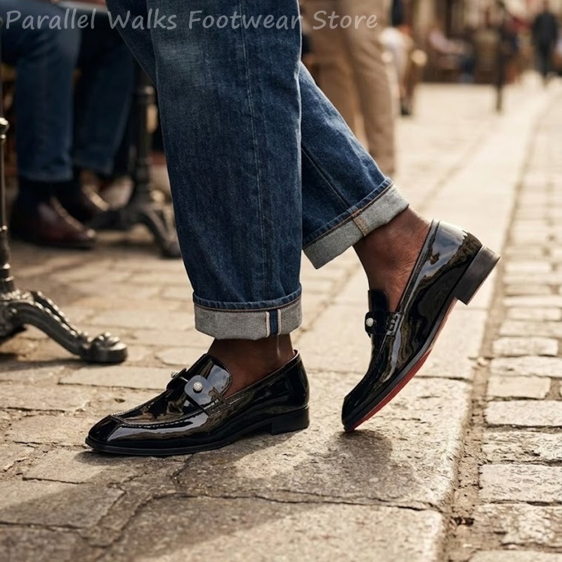 Men Black Patent Faux Suede Rh - Men'S Shoes Smart 评论和价格