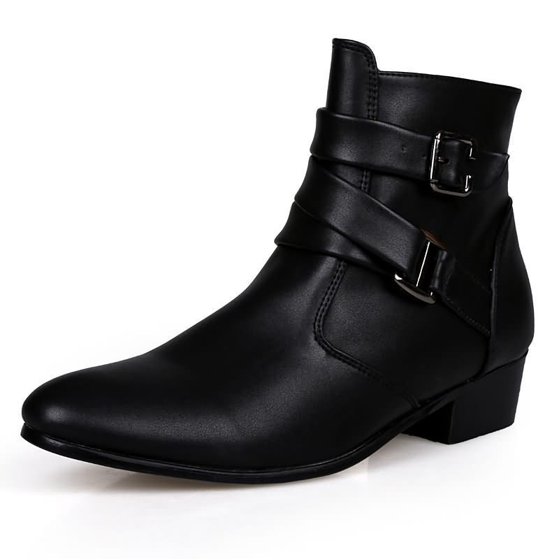 Luxury Men Boots Leather Chels - Men'S Shoes Black And White 评论和价格