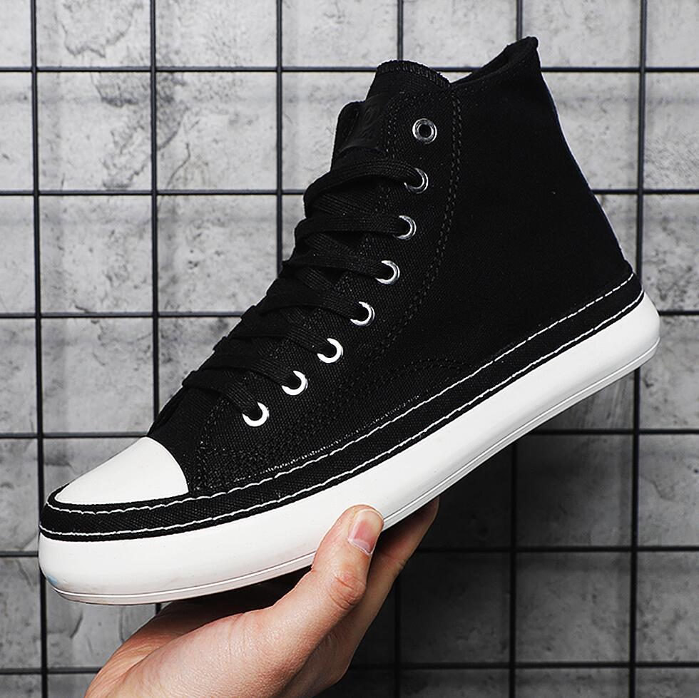 Men's High Top Canvas Shoes Ca - Men'S Shoes Black And White 评论和价格