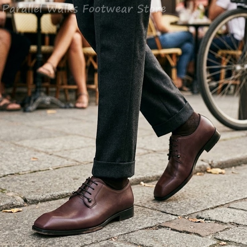 Mens Dark Brown Leather Derby  - Men'S Shoes Smart 评论和价格