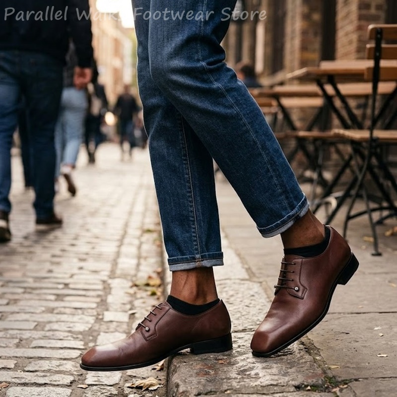 Mens Dark Brown Leather Derby  - Men'S Shoes Smart 评论和价格