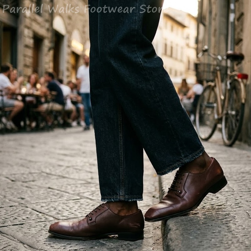 Mens Dark Brown Leather Derby  - Men'S Shoes Smart 评论和价格