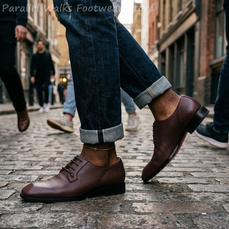 Mens Dark Brown Leather Derby  - Men'S Shoes Smart 评论和价格